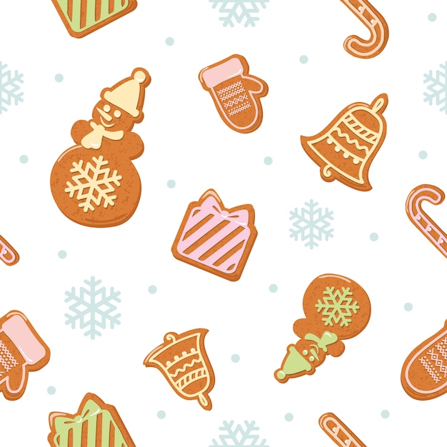 Padrão sem emenda de Natal com biscoitos de gengibre