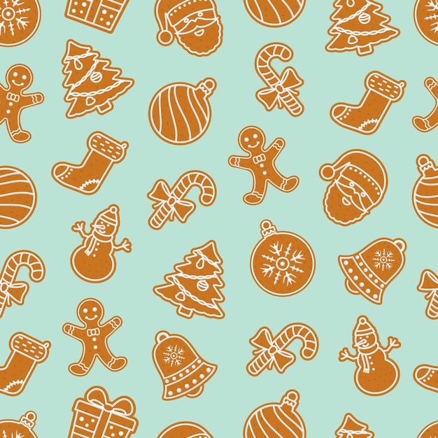 Padrão sem emenda de Natal com biscoitos de gengibre