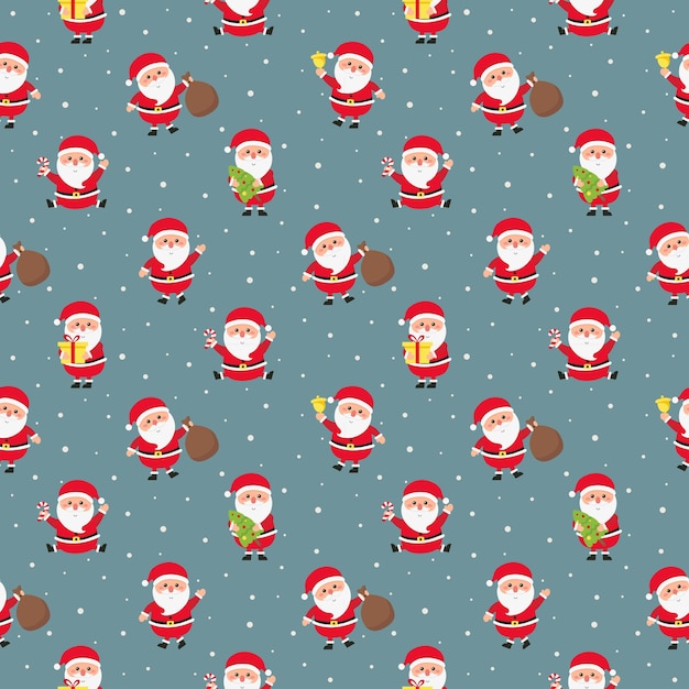 Padrão sem emenda de Natal com Papai Noel em fundo azul