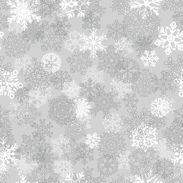 Padrão sem emenda de Natal de flocos de neve, branco sobre cinza