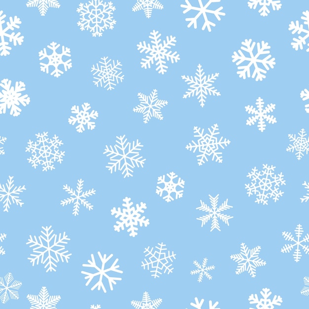 Padrão sem emenda de Natal de flocos de neve, branco sobre fundo azul claro