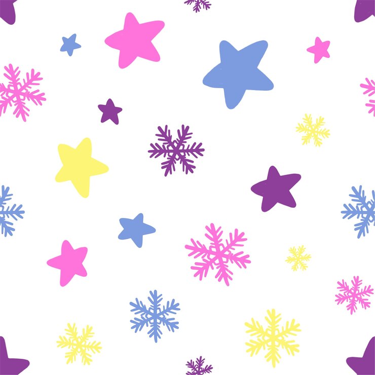 Vetor padrão sem emenda de natal. estrelas e flocos de neve.