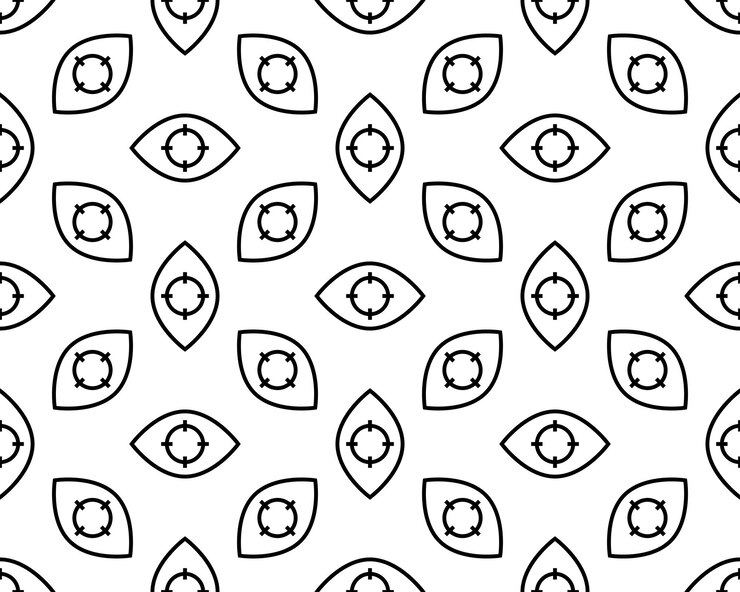 Padrão sem emenda de olhos abstratos em fundo branco Ilustração vetorial Ícone de olho de contorno