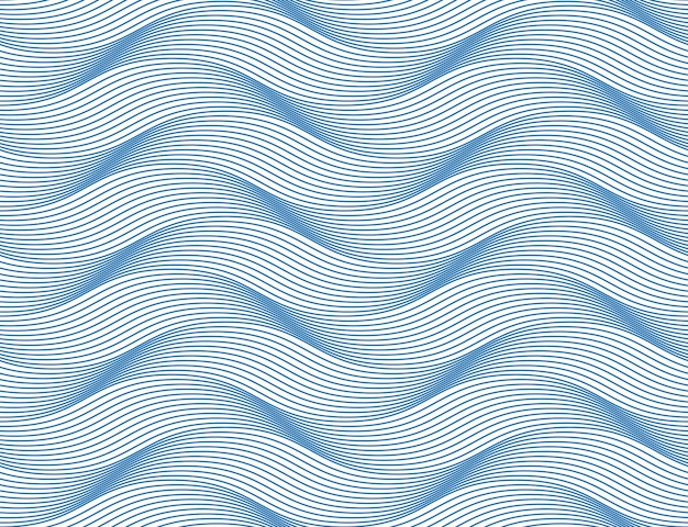 Padrão sem emenda de ondas, linhas de curvas de água de vetor abstrato repetir fundo infinito, ondas rítmicas de cor azul.