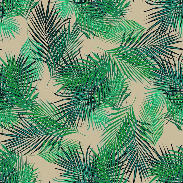 Padrão sem emenda de palmeira tropical. papel de parede de folha de samambaia. para capas de livros, design, artes gráficas, papel de embrulho. ilustração vetorial