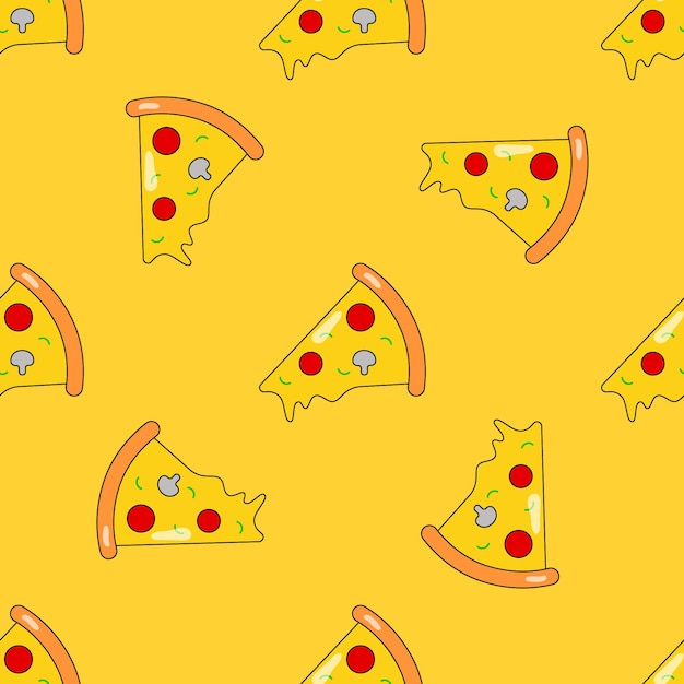 Padrão sem emenda de pedaço de pizza vetor de fundo para design