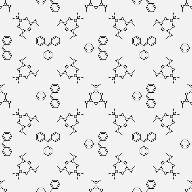 Padrão sem emenda de química - fundo vetorial de ciência em estilo de linha