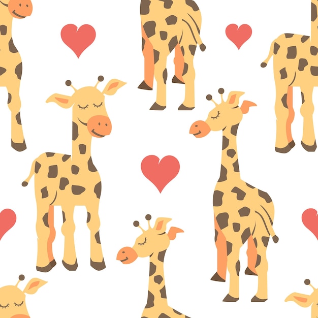Padrão sem emenda de vetor com casal girafas pode ser usado como uma impressão em roupas de crianças