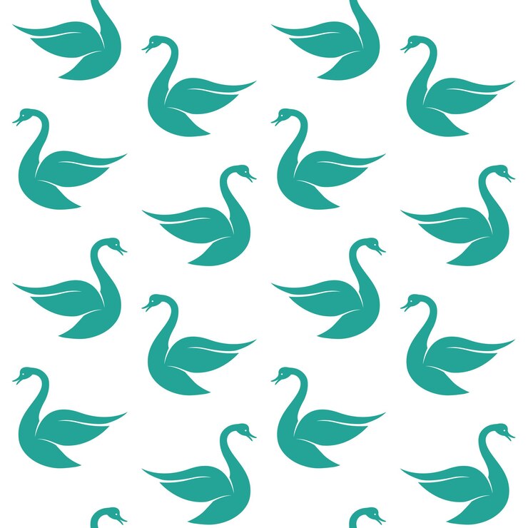 Vetor padrão sem emenda de vetor com cisne azul sobre fundo branco. papel de parede