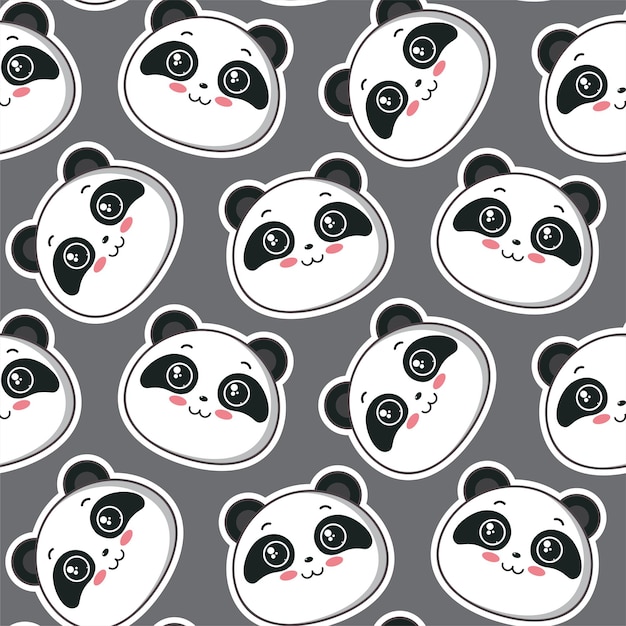 Padrão Sem Emenda Bonito Do Panda. Fundo Azul Do Vetor Com O Rosto Branco  Kawaii Do Panda. Para O Papel De Parede Das Crianças, Tecido Royalty Free  SVG, Cliparts, Vetores, e Ilustrações