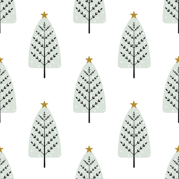 Padrão sem emenda de vetor de árvore de Natal. Impressão escandinava Spruce. Fundo de inverno da floresta. Ilustração de Natal do abeto.