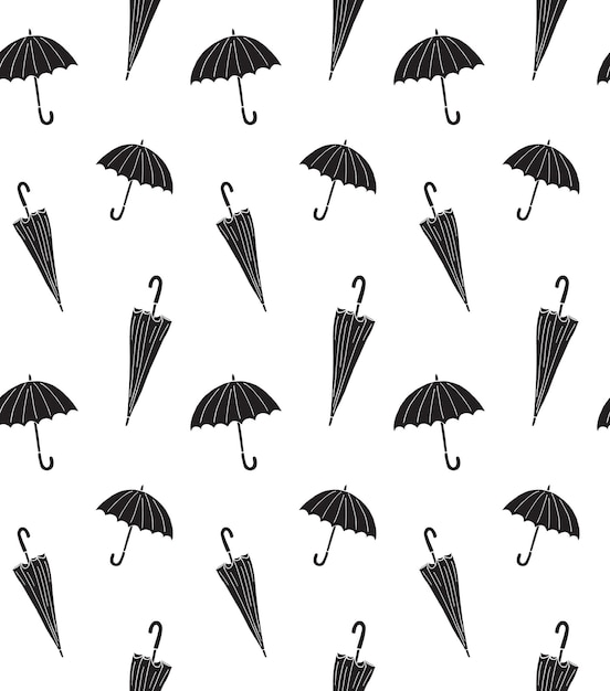 Vetor padrão sem emenda de vetor de guarda-chuva de esboço