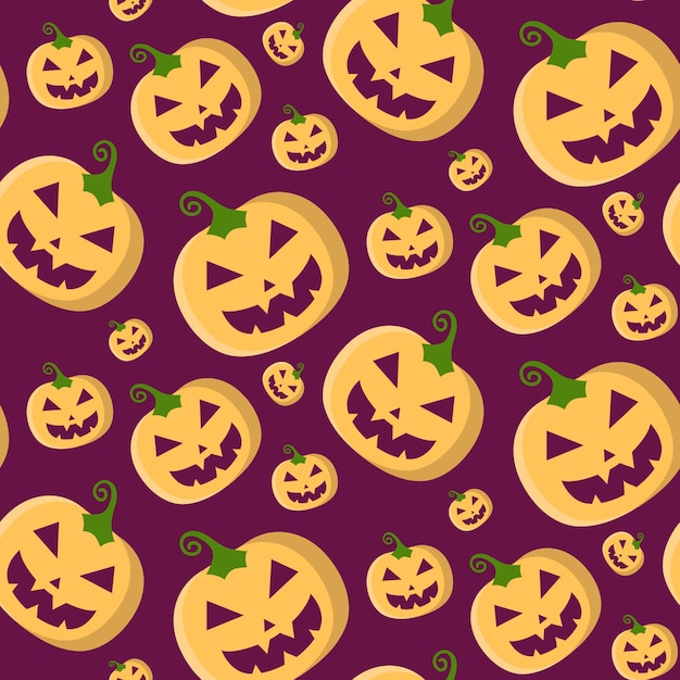 Padrão sem emenda de vetor de Halloween com abóboras em moderno estilo simples.