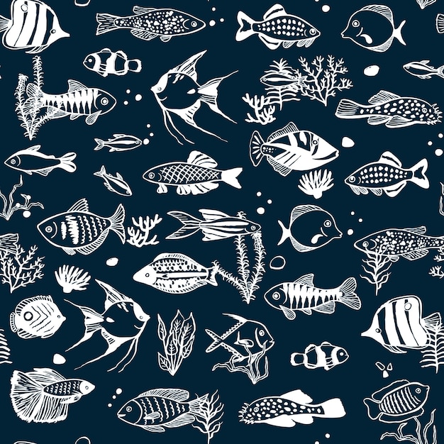 padrão sem emenda de vetor de peixe tropical