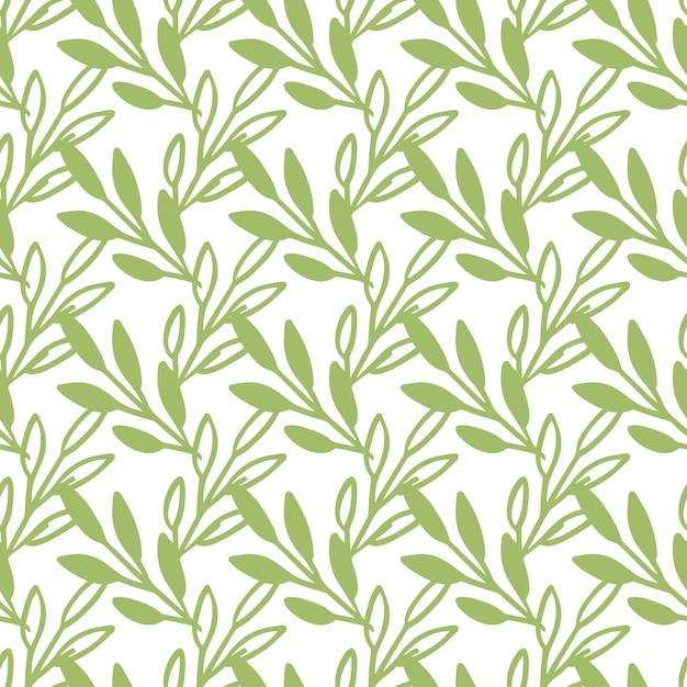 Padrão sem emenda de vetor deixa a cor verde decoração floral botânica textura papel de parede fundo