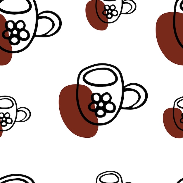 Padrão sem emenda doodle caneca chá café copo