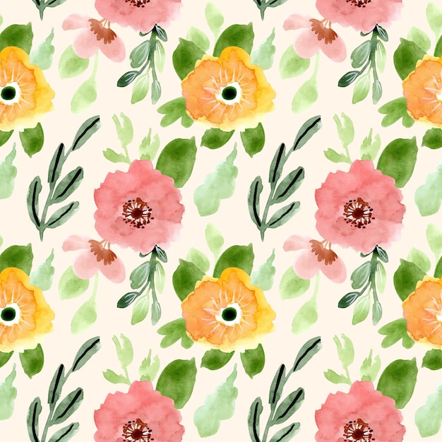 padrão sem emenda em aquarela de flor rosa amarela