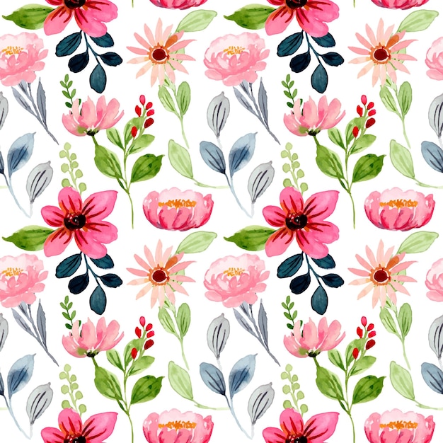 Padrão sem emenda em aquarela de flor rosa