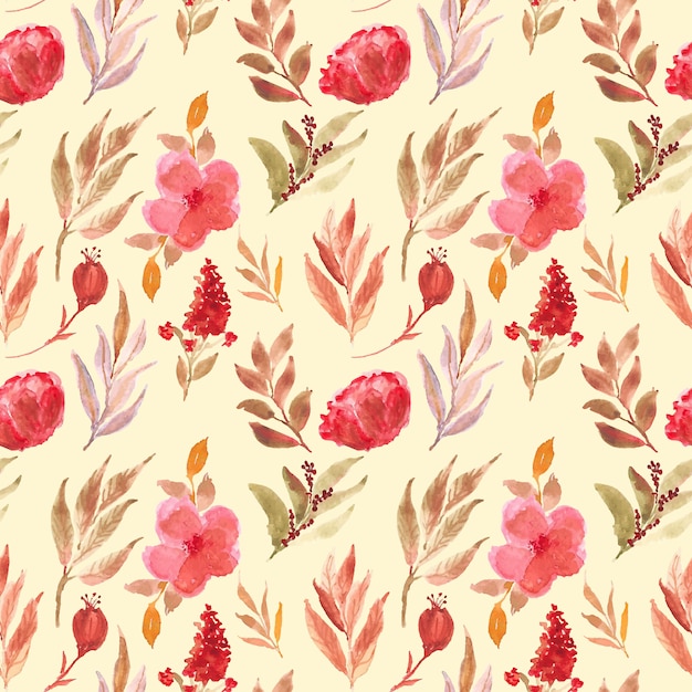 padrão sem emenda em aquarela floral muito vermelho