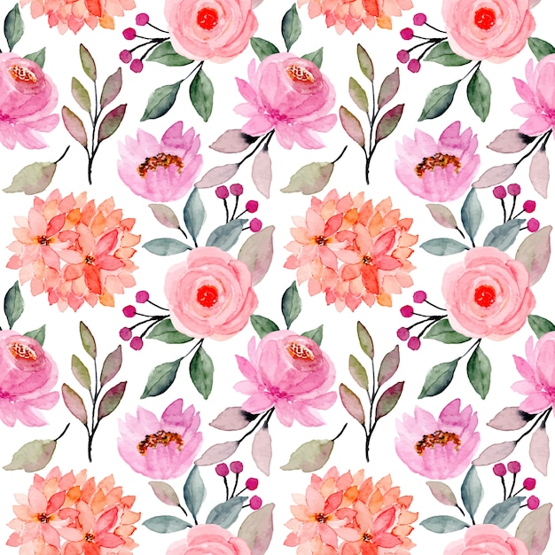 padrão sem emenda em aquarela floral rosa
