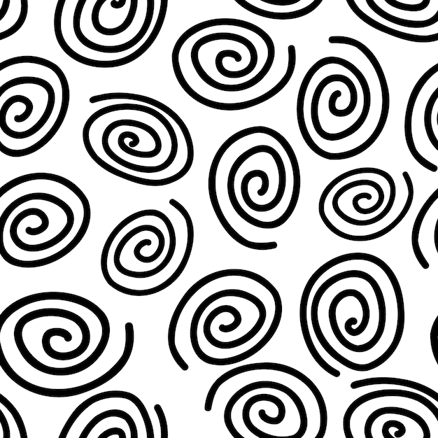 Padrão sem emenda espiral abstrato retrô monocromático