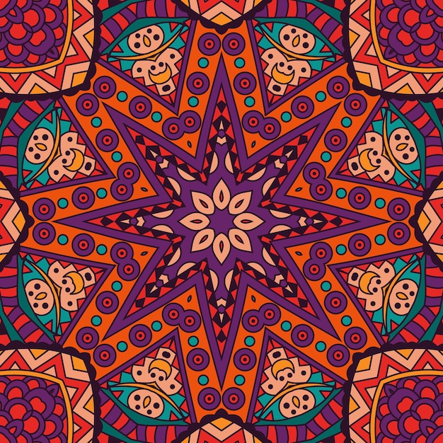 Padrão sem emenda étnico de mandala tribal abstrato impressão ornamental