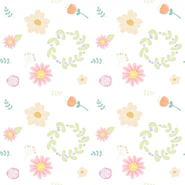 Vetor padrão sem emenda floral em estilo doodle