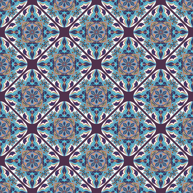 Padrão sem emenda floral ornamentado com mandala vintage