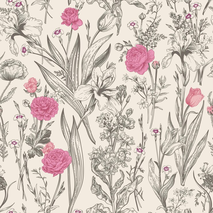 Vetor padrão sem emenda floral vintage