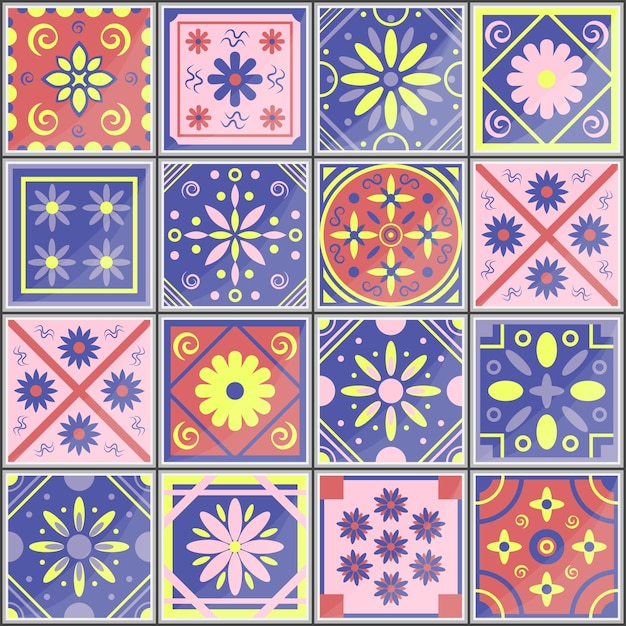 Vetor padrão sem emenda mediterrâneo vetor português azulejo azulejo design de interiores da moda