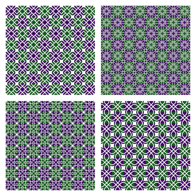 Padrão sem emenda ornamental na cor verde e roxo