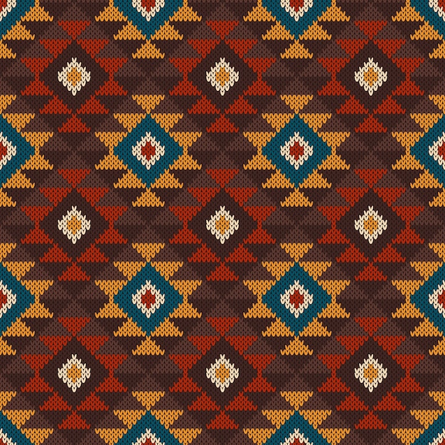 Padrão sem emenda tribal asteca tradicional. Design de camisola de tricô. Textura de malha de lã