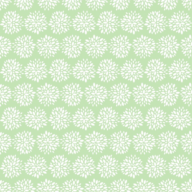 Vetor padrão sem emenda verde com flor abstrata branca.