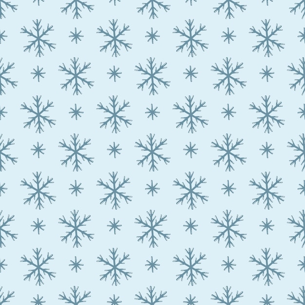 Padrão simples desenhado à mão com flocos de neve Vetor de Natal para embrulhar design de fundo de impressão de tecido de papel