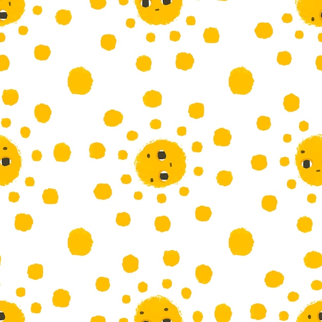 Padrão simples e perfeito com sóis amarelos engraçados com fundo