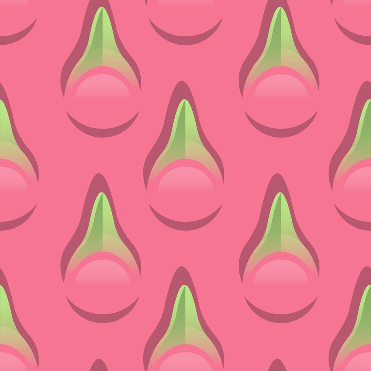 Vetor padrão simples sem costura com textura de fruta do dragão fundo vetorial brilhante para embrulhar texto de papel