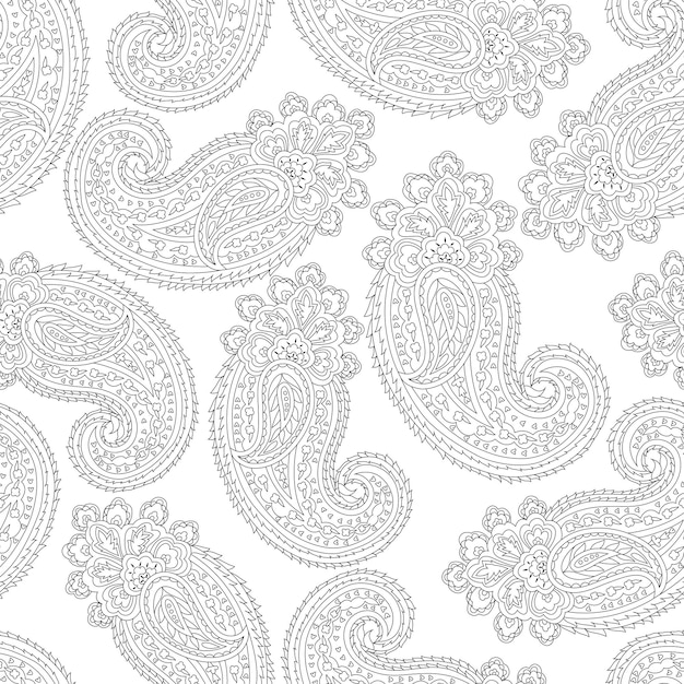padrão tradicional indiano de paisley sem costura em fundo branco