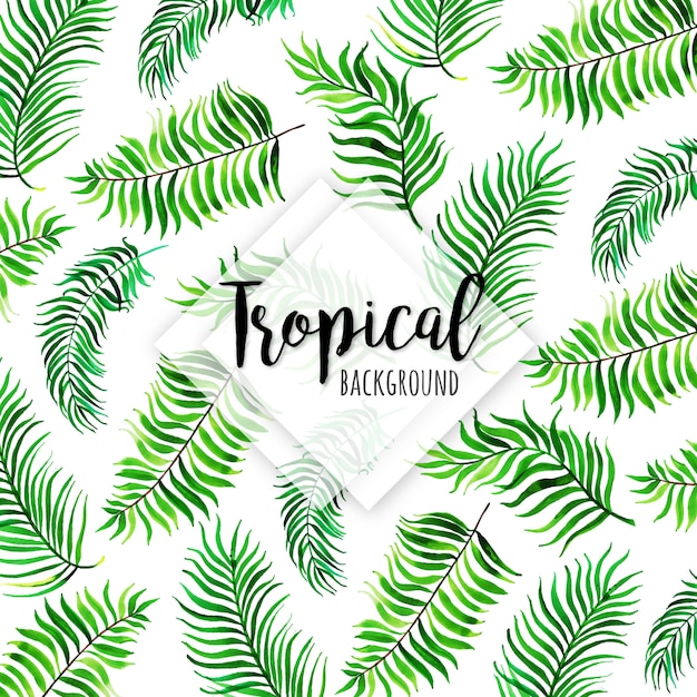 Padrão tropical com diferentes folhas em estilo aquarela