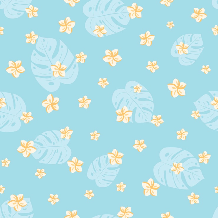 Vetor padrão tropical sem costura com flores exóticas monstera deixa planta fundo infinito impressão tropical azul decorativa