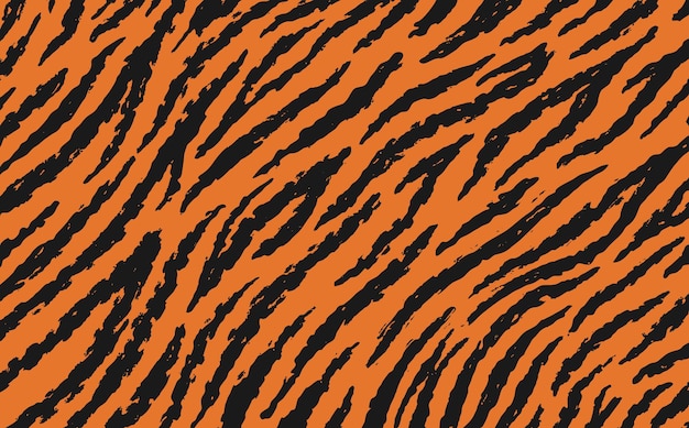 Vetor padrão único de pele de tigre em estilo vintage doodle