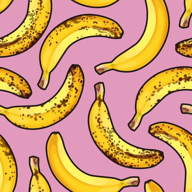 Vetor padrão vetorial de bananas em um fundo rosa