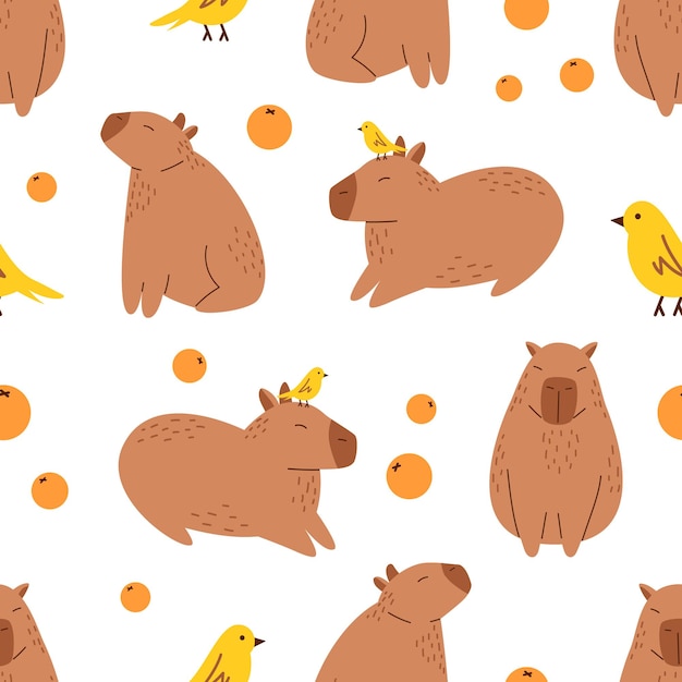 Capybara Engraçada E Fofa Feliz Na Ilustração Vetorial De Roedores