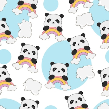 Padrão infantil perfeito com panda de desenho animado