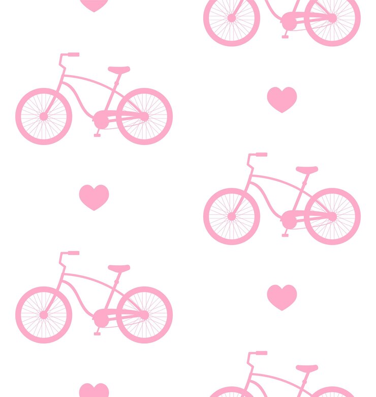 Vetor padrão vetorial perfeito de bicicleta plana e coração