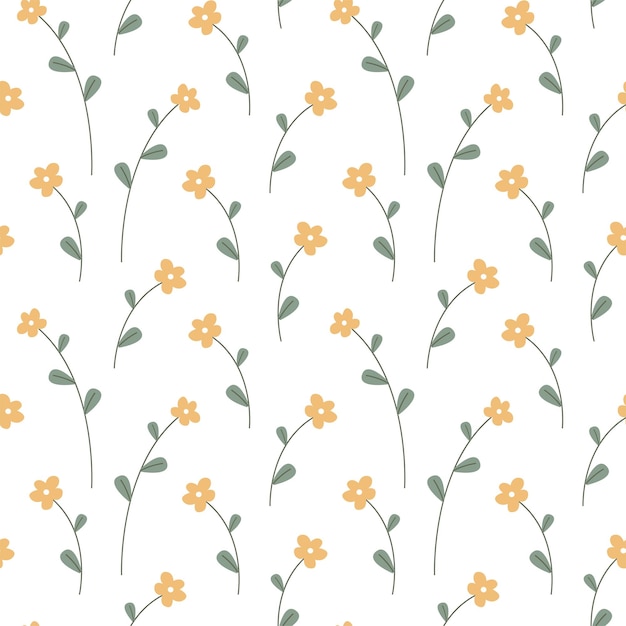 Padrão vetorial sem costura com flores macias amarelas simples