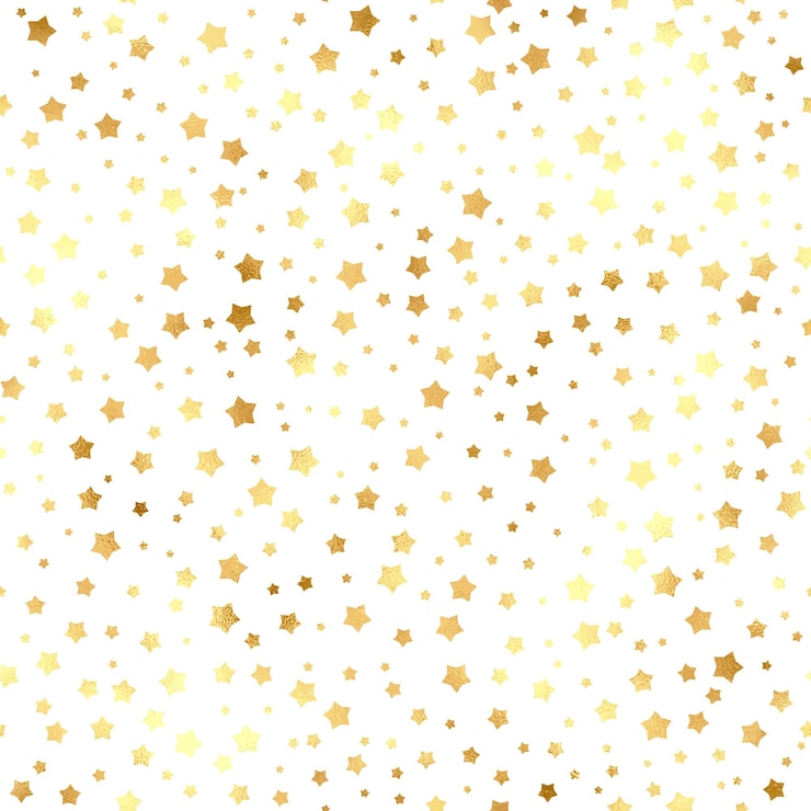 Vetor padrão vetorial sem costura de estrelas brilhantes de folha de ouro texturizada em um fundo branco