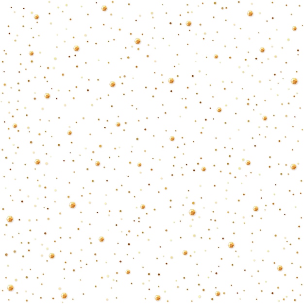 Vetor padrão vetorial sem costura de glitter dourado brilhante espalhado em um fundo branco