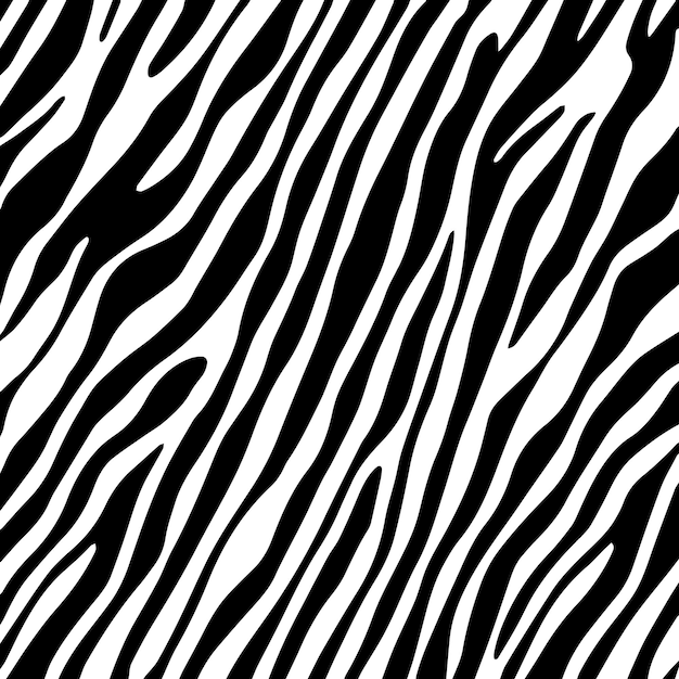 Padrão vetorial sem costura de zebra Impressão de tiras pretas e brancas impressão de tecido vetorial