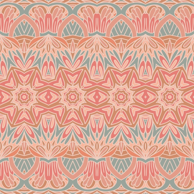 Padrão vetorial sem costura ikat vintage Estampa étnica design de arte doodle de tecido vintage Papel de parede ornamental arabesco