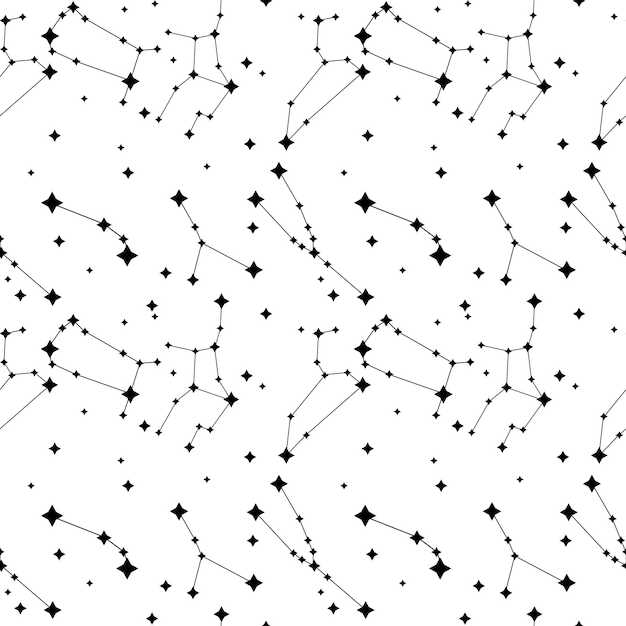 Padrão vetorial simples e sem costura de uma constelação de signos do zodíaco